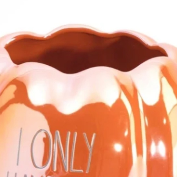 NIB RAE DUNN "I ONLY HAVE PIES FOR YOU" IRIDESCENT ORANGE PUMPKIN PLANTER 7" - Picture 3 of 3